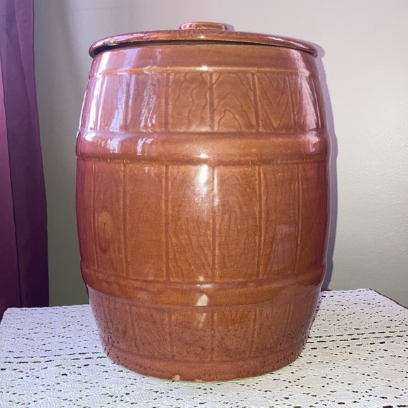 Antique Tetley Iced Tea Barrel Display Watt Pottery Dispenser - Picture 5 of 8